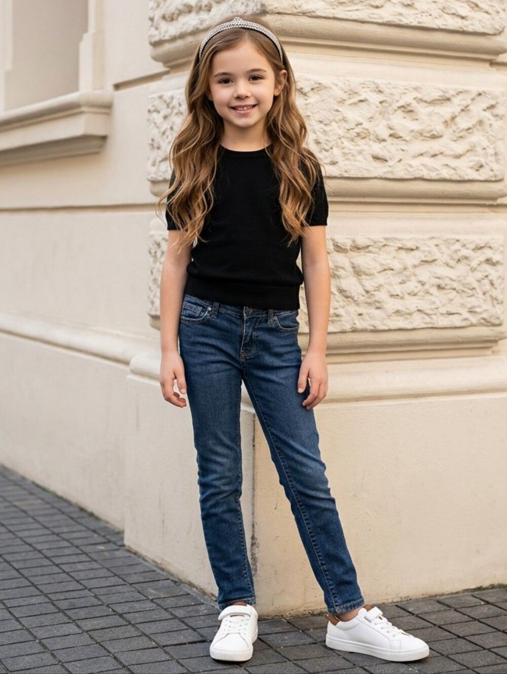 Falls Creek Adjustable Waist Jeans Girls 5R Stretch Denim Blue Everyday Classic